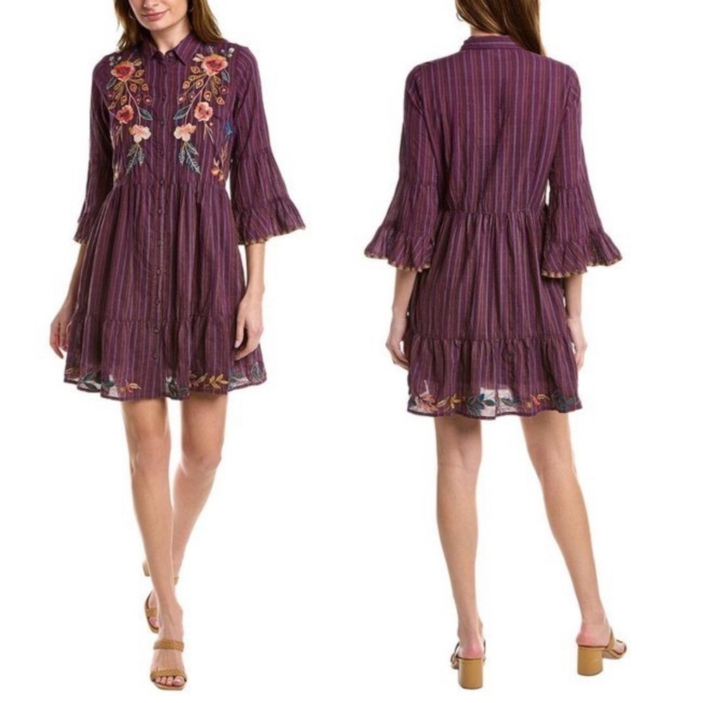 Johnny Was Women's Purple Shuri Easy Tiered Dress